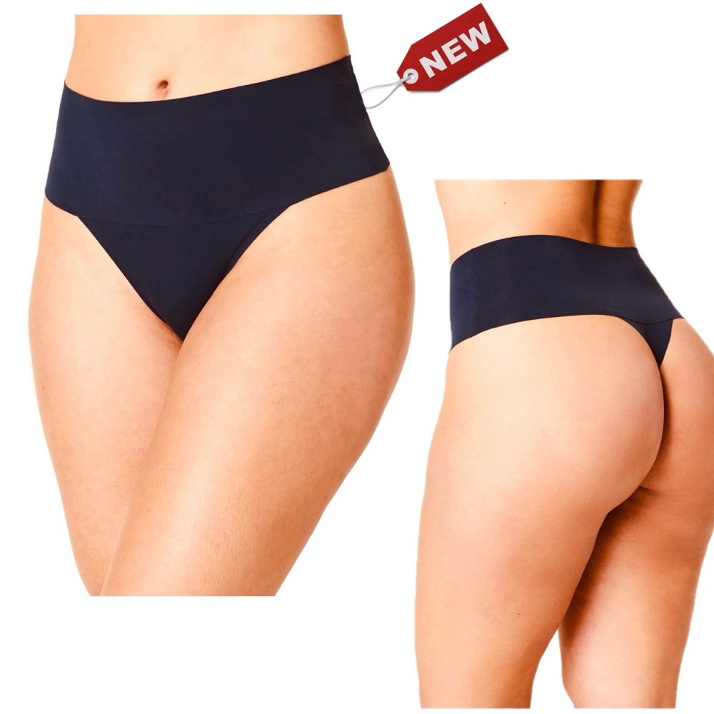 Spanx Ecocare thong black underwear panties Sz XS NWT
